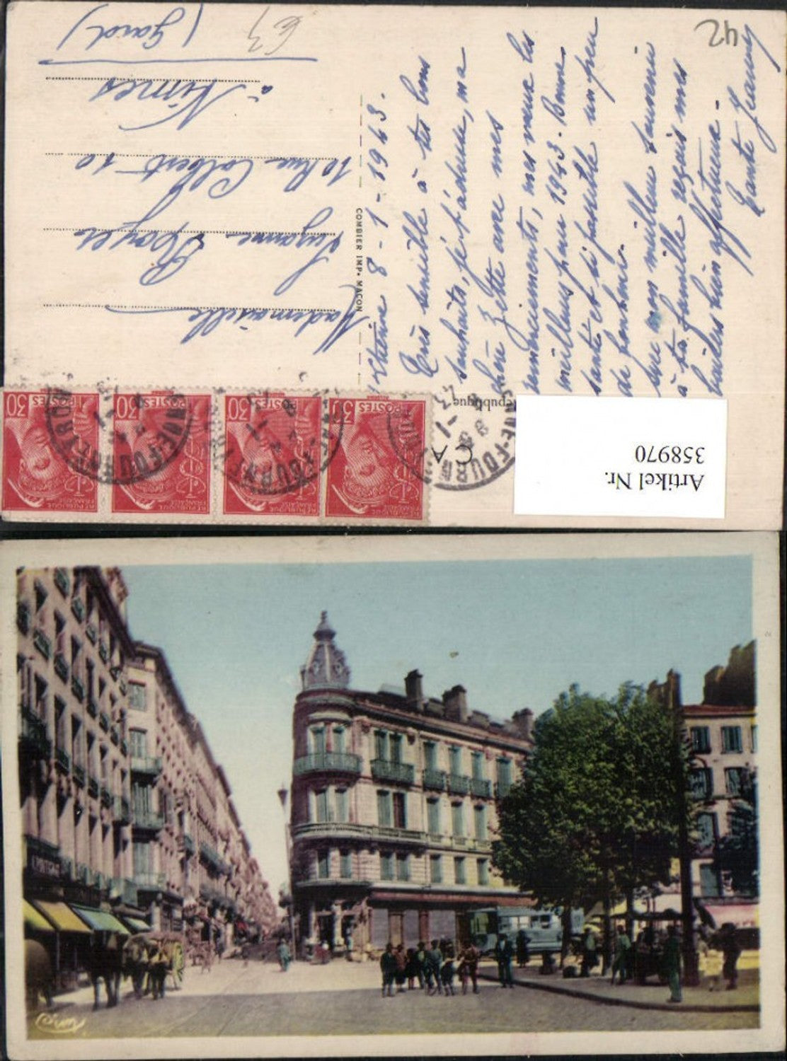 358970,Rhone-Alpes Loire Saint-Etienne Place Dorian et Rue de la Republique Straßenansicht