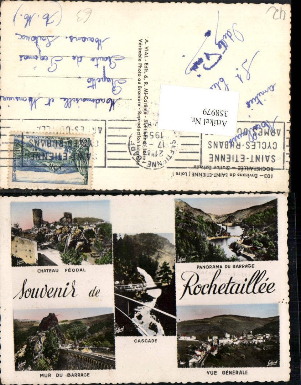 358979,Rhone-Alpes Loire Saint-Etienne Rochetaillee Totale Cascade Chateau Mehrbildkarte