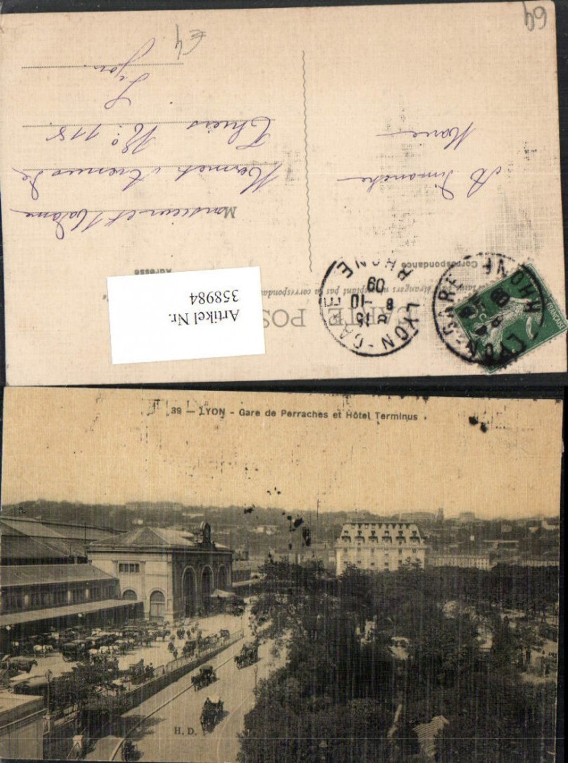 358984,Rhone-Alpes Rhone Lyon Gare de Perraches et Hotel Terminus Bahnhof