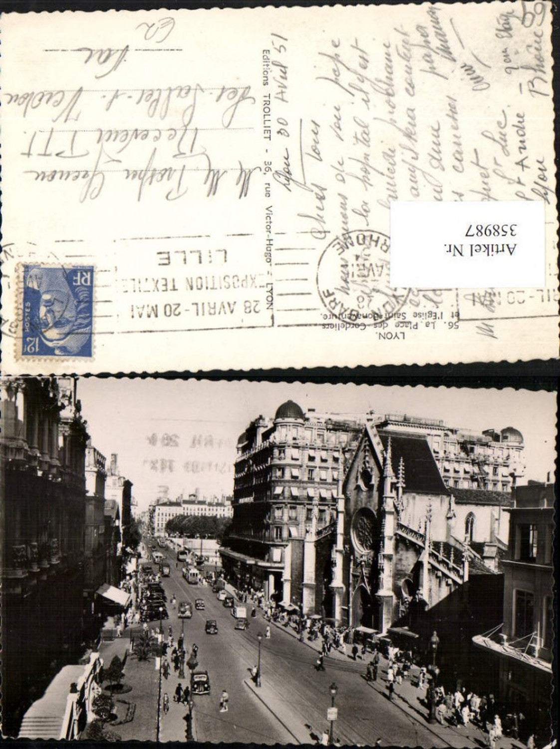 358987,Rhone-Alpes Rhone Lyon La Place des Cordeliers et Eglise Saint-Bonaventure Kirche