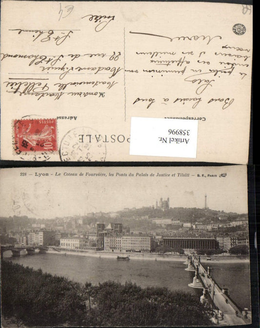 358996,Rhone-Alpes Rhone Lyon Le Coteau de Fourviere les Ponts du Palais de Justice Brücke