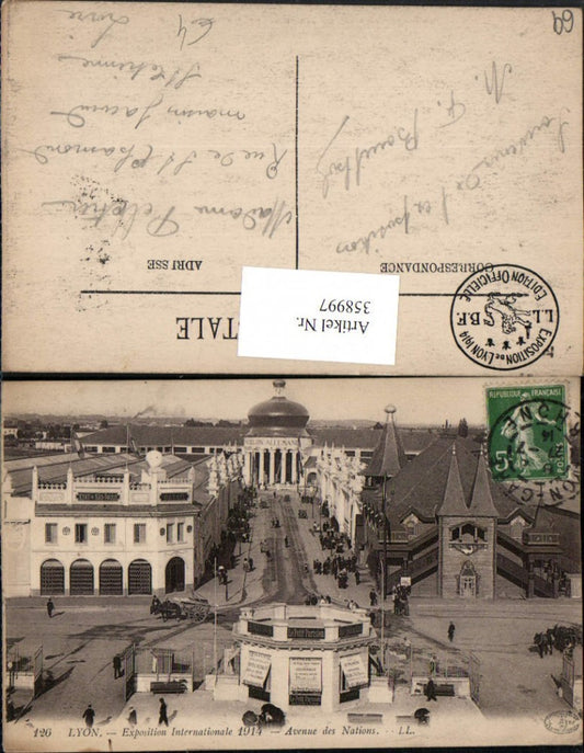 358997,Rhone-Alpes Rhone Lyon Exposition Internationale 1914 Avenue des Nations