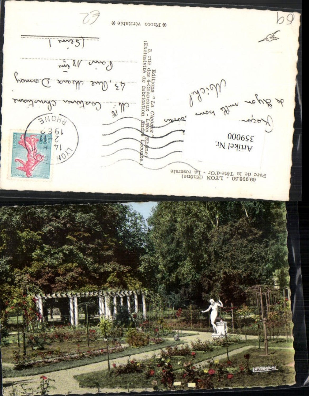 359000,Rhone-Alpes Rhone Lyon Parc de la Tete d'Or La roseraie Rosengarten Statue