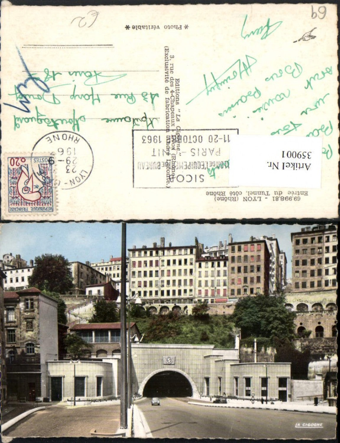 359001,Rhone-Alpes Rhone Lyon Entree du Tunnel Straßenansicht