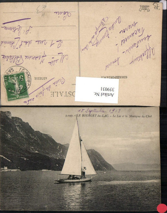 359031,Rhone-Alpes Savoie Bourget-du-Lac Lac et Montagne du Chat Segelboot Bergkulisse
