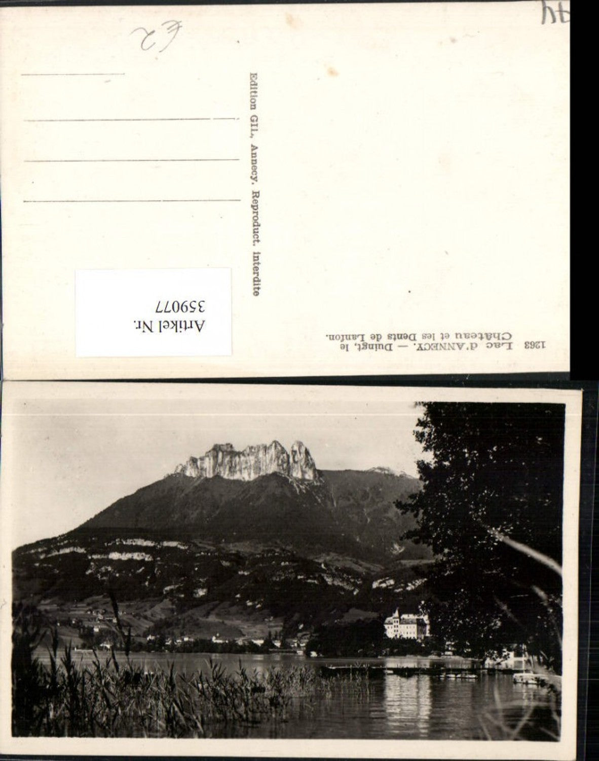 359077,Rhone-Alpes Haute-Savoie Lac d'Annecy Duingt le Chateau et les Dents Lanfon Schloss