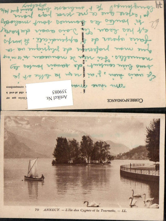 359085,Rhone-Alpes Haute-Savoie Annecy L'Ile des Cygnes et la Tournette Insel Schwäne