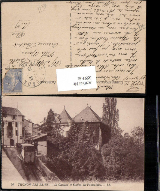 359108,Rhone-Alpes Haute-Savoie Thonon-les-Bains Chateau et Station Funiculaire Schloss Bergbahn