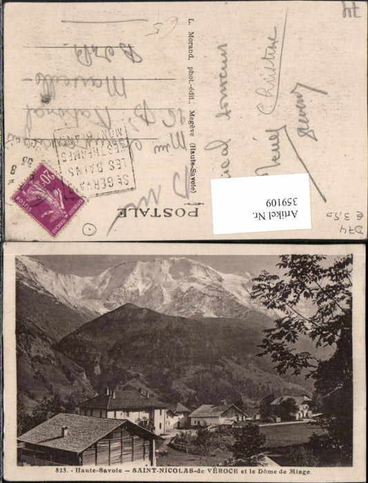 359109,Rhone-Alpes Haute-Savoie Saint-Nicolas-de-Veroce et Dome de Miage Bergkulisse