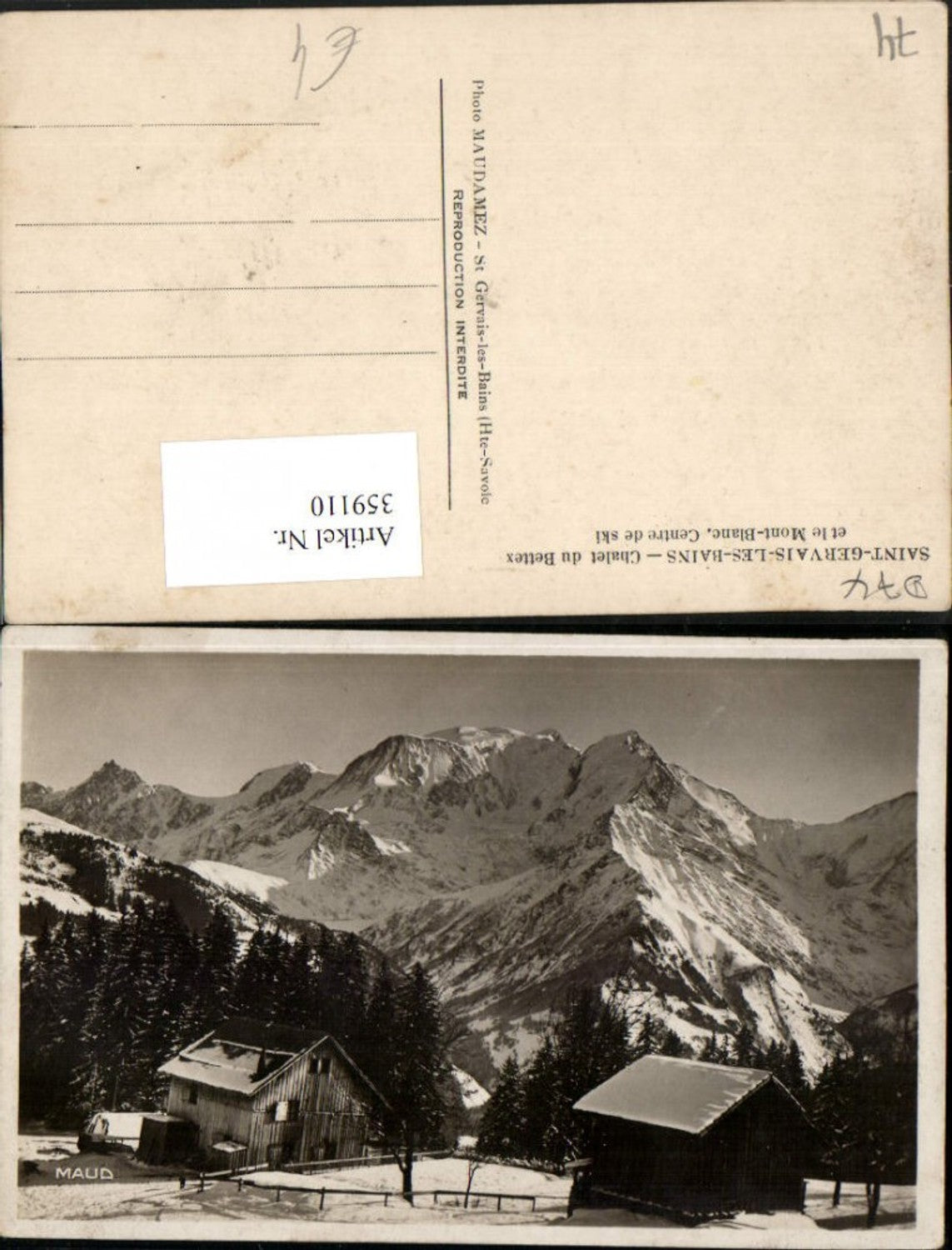 359110,Rhone-Alpes Haute-Savoie Saint-Gervais-les-Bains Chalet du Bettex et Mont-Blanc Bergkulisse