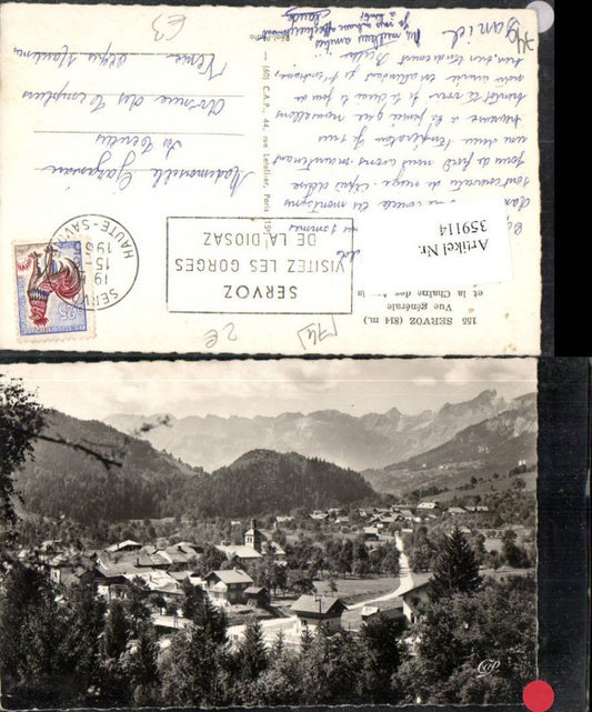 359114,Rhone-Alpes Haute-Savoie Servoz Vue generale et Chaine Aravis Totale Bergkulisse