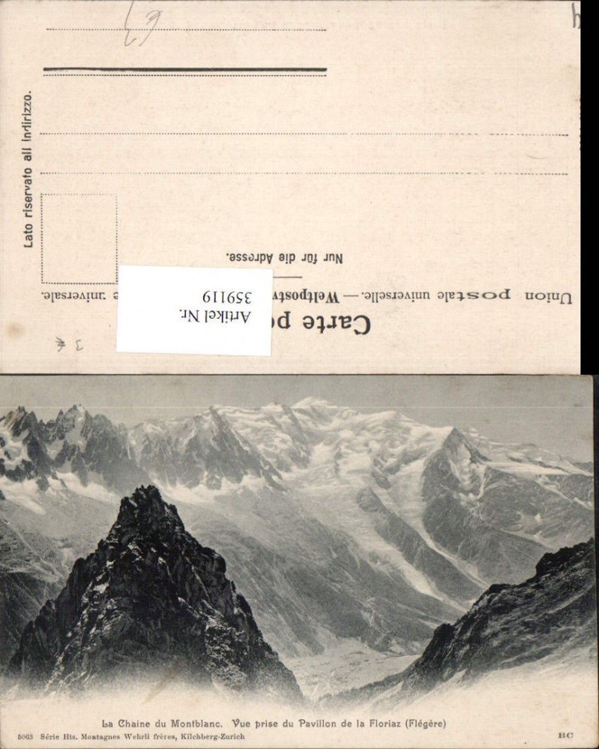 359119,Rhone-Alpes Haute-Savoie Flegere Chaine Mont-Blanc Vue prise du Pavillon Floriaz Bergkulisse