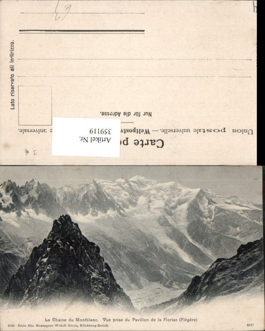 359119,Rhone-Alpes Haute-Savoie Flegere Chaine Mont-Blanc Vue prise du Pavillon Floriaz Bergkulisse