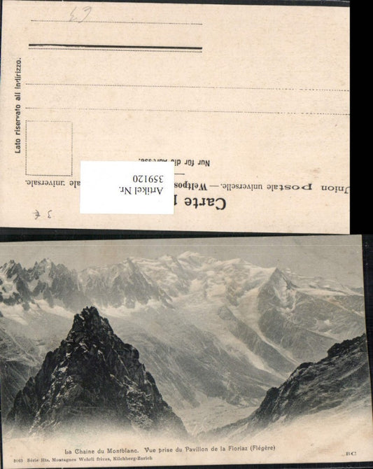 359120,Rhone-Alpes Haute-Savoie Flegere Chaine Mont-Blanc Vue prise du Pavillon Floriaz Bergkulisse