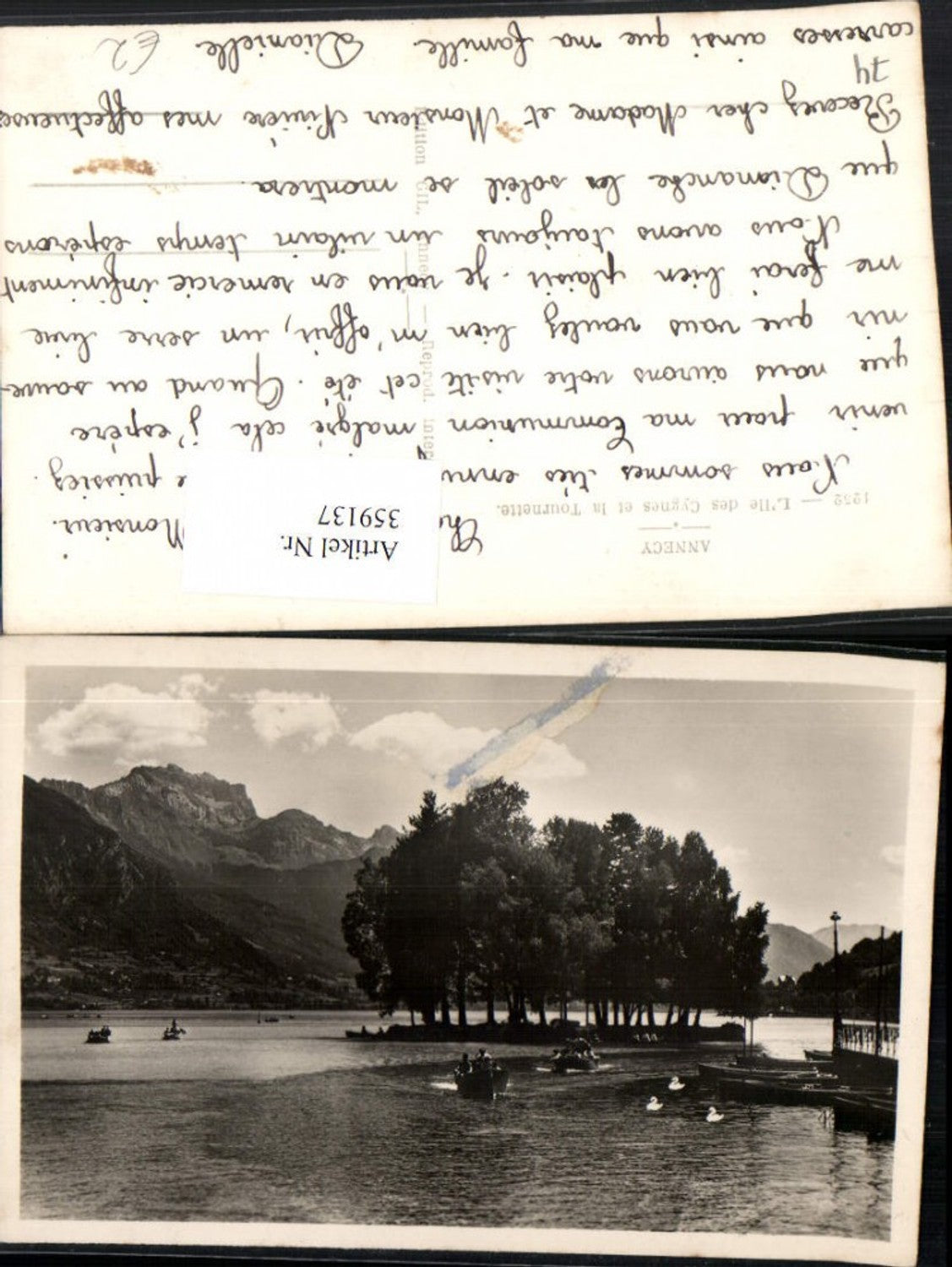 359137,Rhone-Alpes Haute-Savoie Annecy L'Ile des Cygnes et la Tournette Insel Bergkulisse