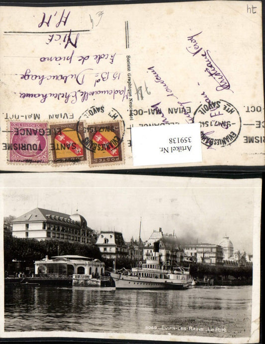 359138,Rhone-Alpes Haute-Savoie Evian-les-Bains Le Port Hafen Dampfer