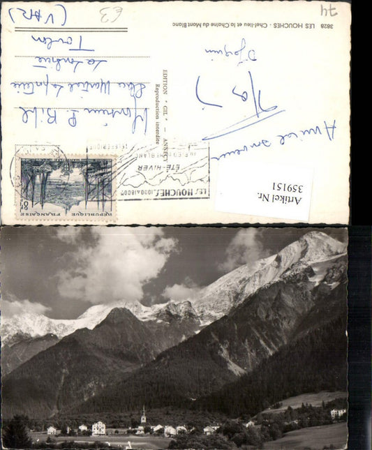 359151,Rhone-Alpes Haute-Savoie Les Houches Chef-lieu et la Chaine Mont-Blanc Bergkulisse