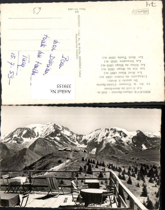 359155,Rhone-Alpes Haute-Savoie Megeve Le Massif du Mont-Blanc Terrasse Bergkulisse