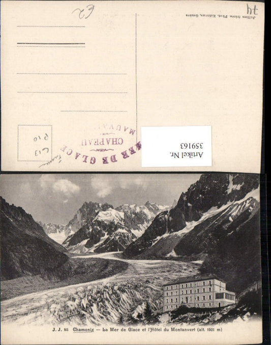 359163,Rhone-Alpes Haute-Savoie Chamonix Mer de Glace et Hotel Montanvert Bergkulisse