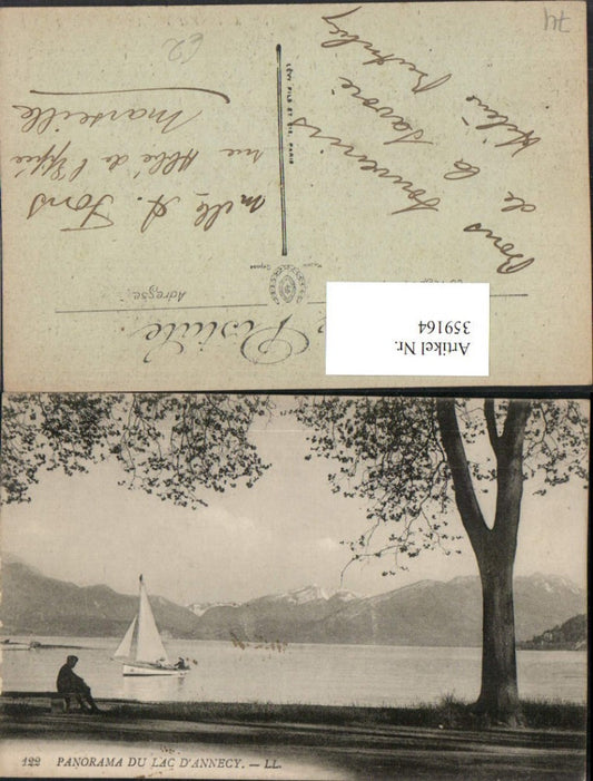 359164,Rhone-Alpes Haute-Savoie Panorama du Lac d'Annecy See Segelboot Bergkulisse