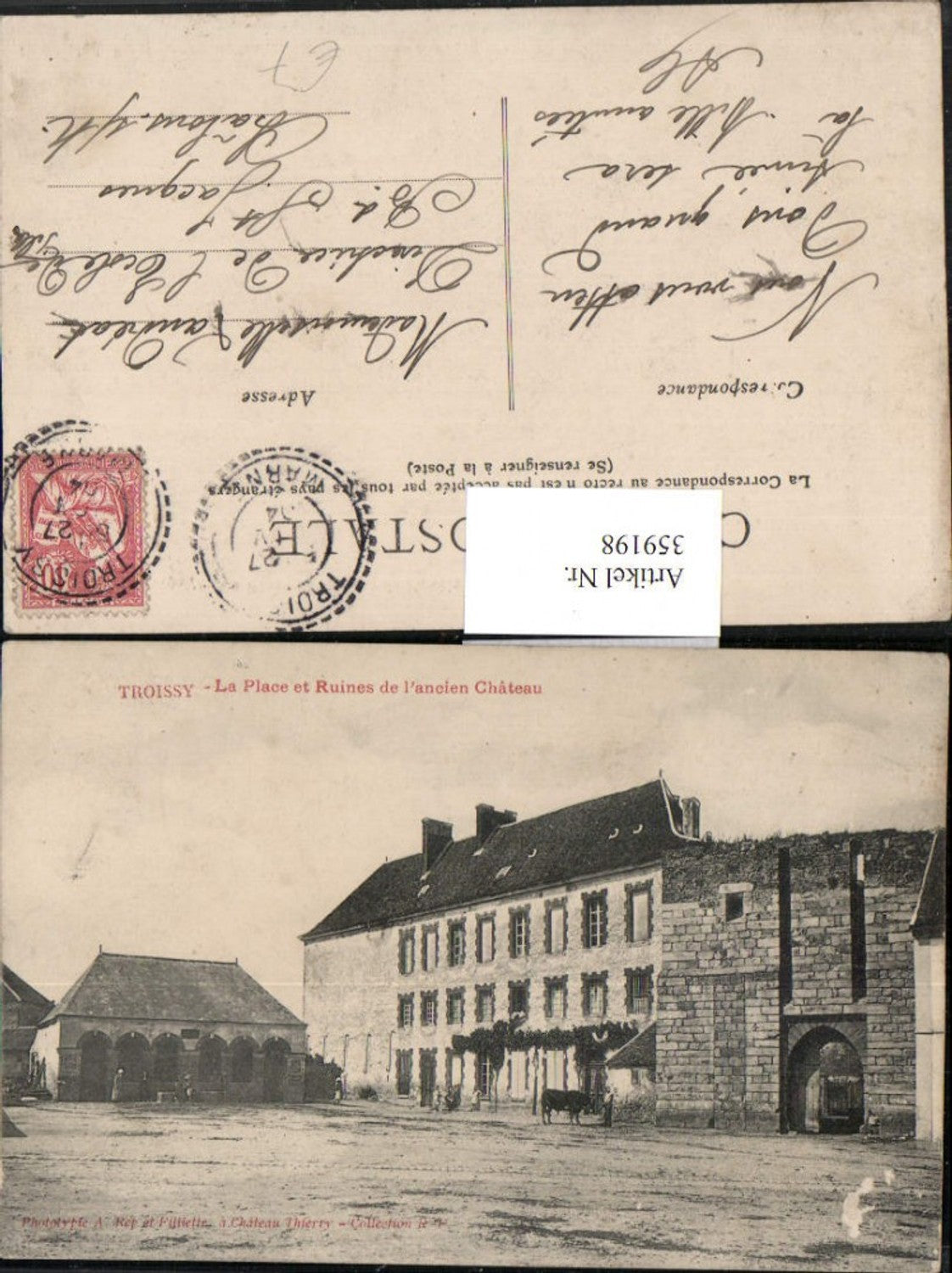 359198,Champagne-Ardenne Marne Troissy La Place et Ruines de Chateau Schlossruine