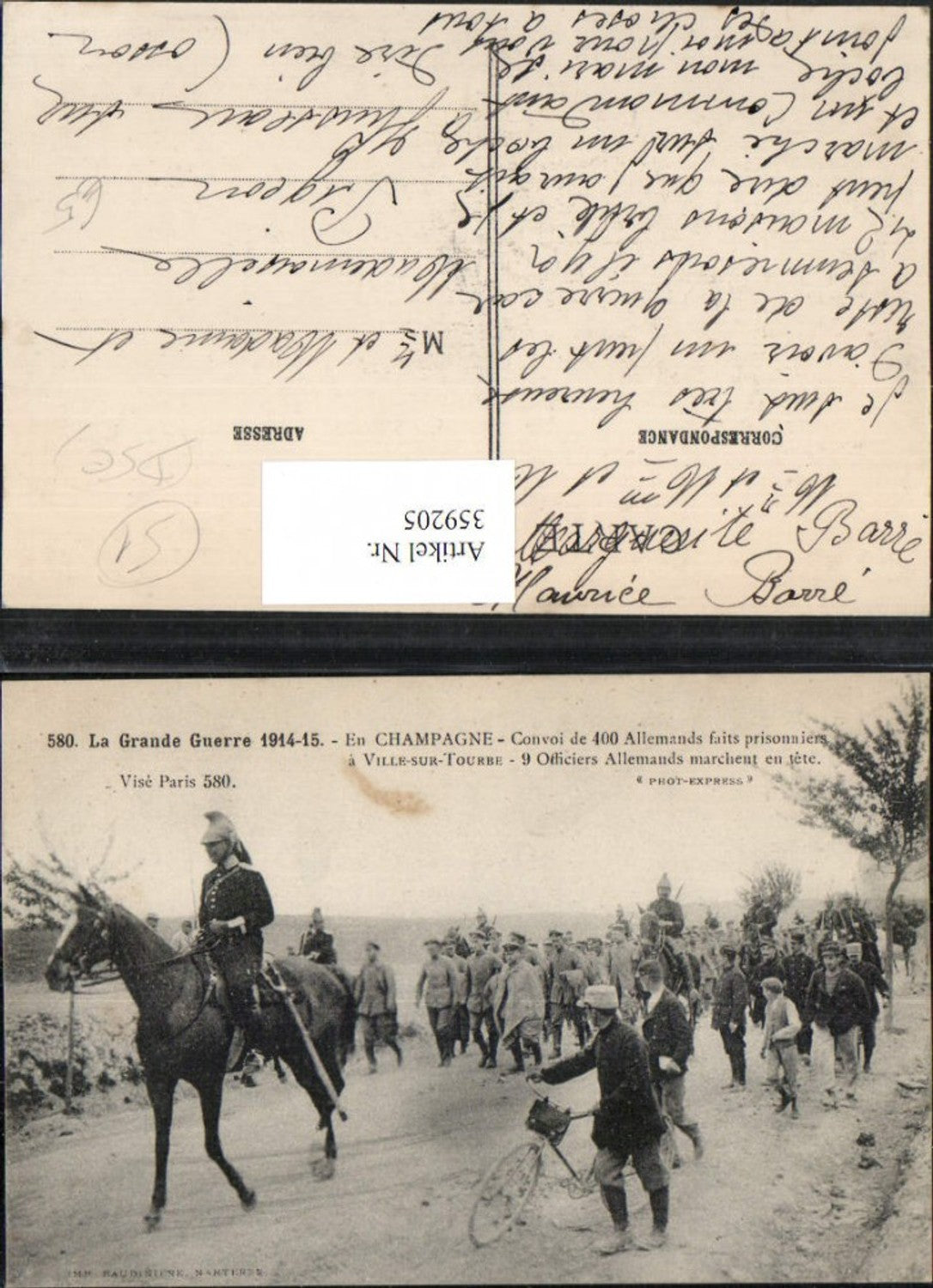 359205,Champagne-Ardenne Marne Grande Guerre Champagne Convoi 400 Allemands faits prisonniers