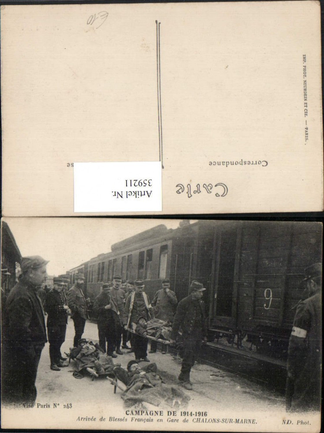 359211,Champagne-Ardenne Marne Arrivee de Blesses Francais en Gare Chalons-sur-Marne Verletzte