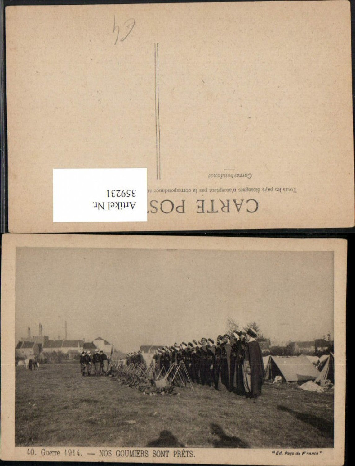 359231,Champagne-Ardenne Marne Guerre 1914 Nos Goumiers sont Prets Lager