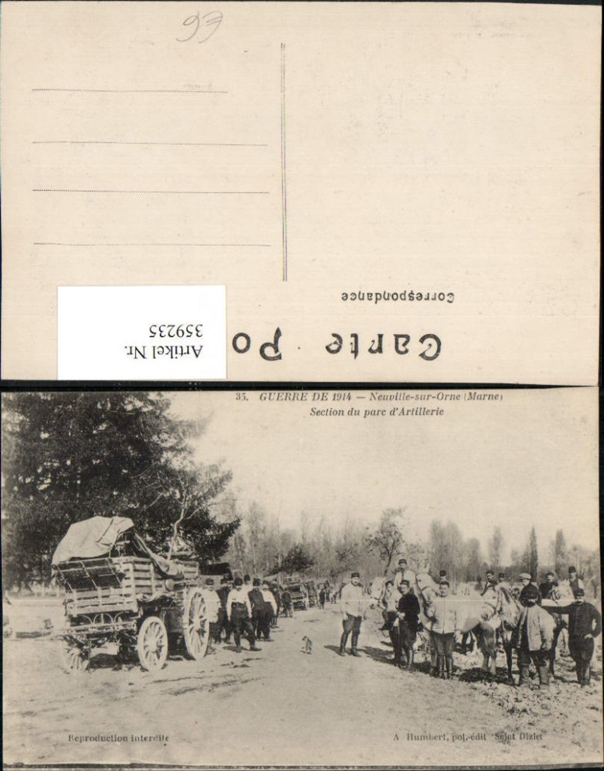 359235,Champagne-Ardenne Marne Guerre 1914 Neuville-sur-Orne Section du parc Artillerie