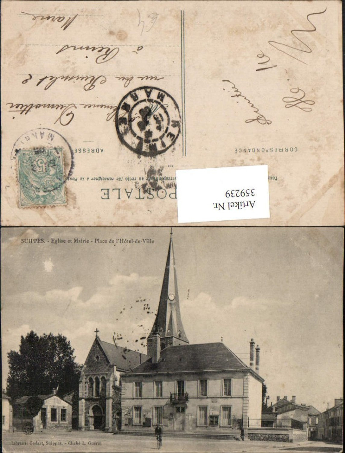 359239,Champagne-Ardenne Marne Suippes Eglise et Mairie Place de Hotel-de-Ville Kirche