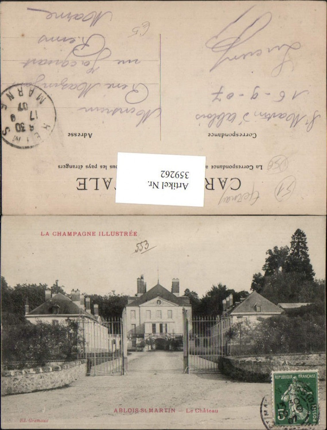 359262,Champagne-Ardenne Marne Ablois-St-Martin Le Chateau Schloss