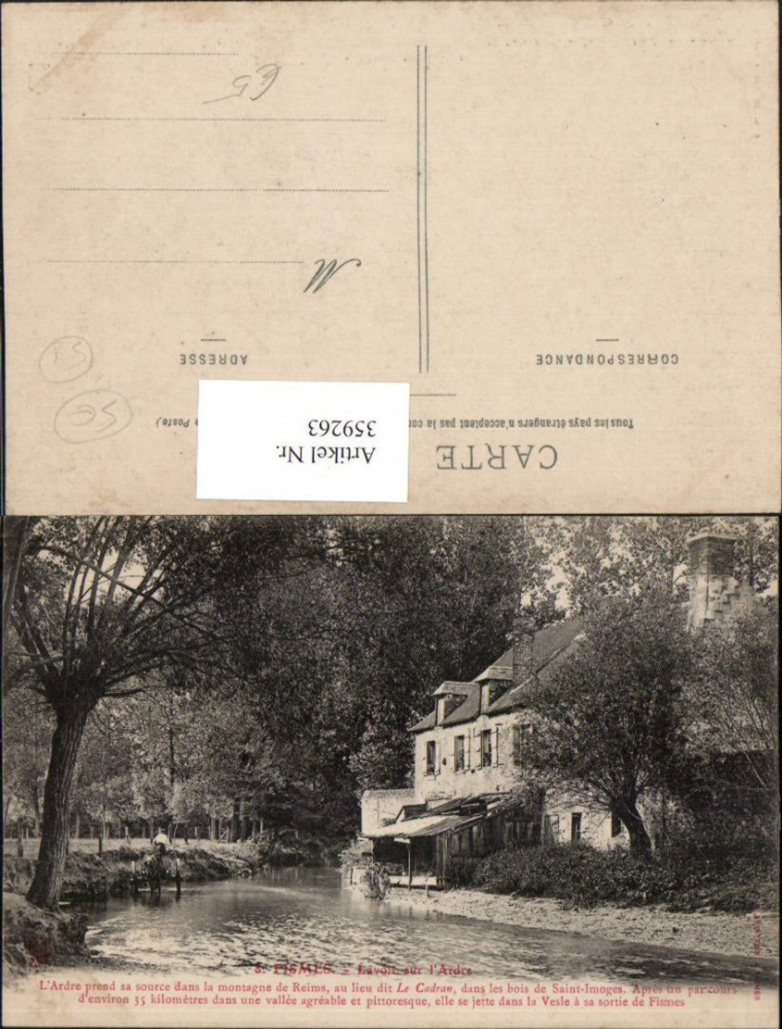 359263,Champagne-Ardenne Marne Fismes Lavoir sur l'Ardre Waschplatz