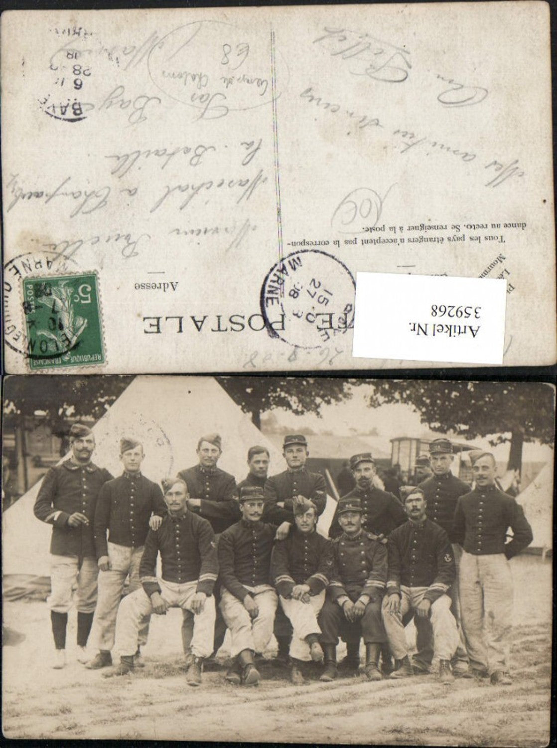 359268,Foto AK Champagne-Ardenne Marne Camp de Chalons Militärlager Soldaten Gruppenbild