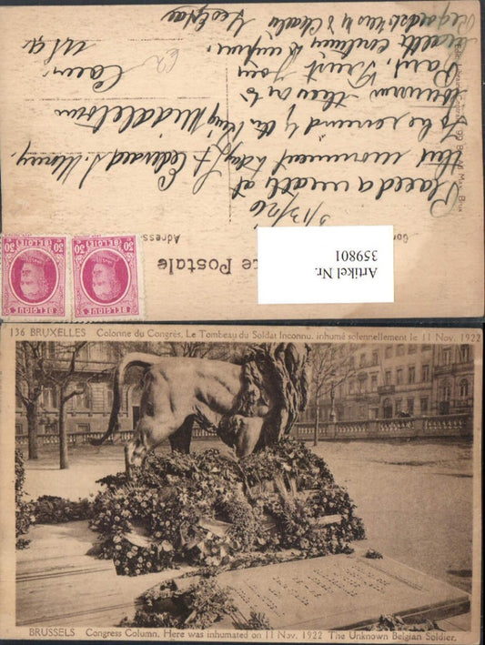 359801,Belgium Bruxelles Brüssel Colonne du Congres Tombeau du Soldat Inconnu Grabmal