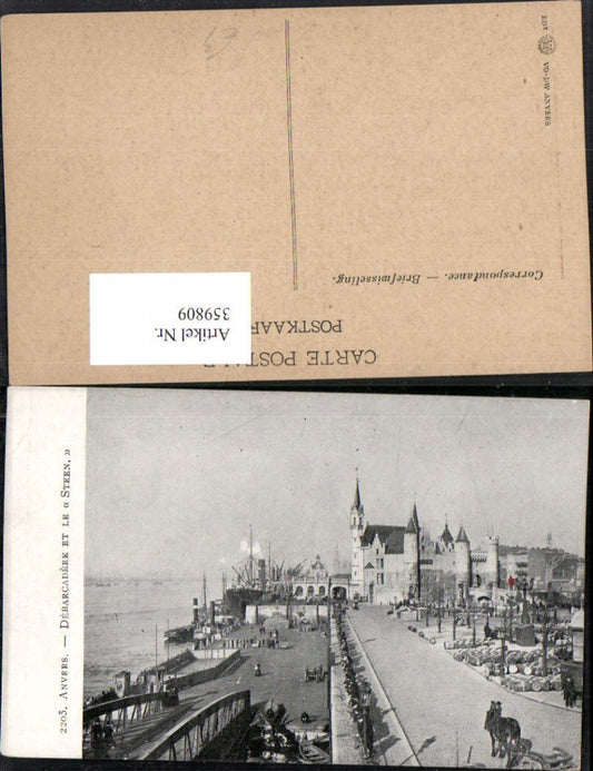 359809, Belgium Anvers Antwerpen Debarcadere et le Steen Landing Stage