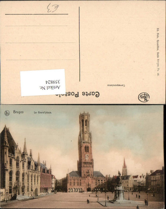 359824, Belgium Bruges La Grand Place Square Monument Town Hall Tower