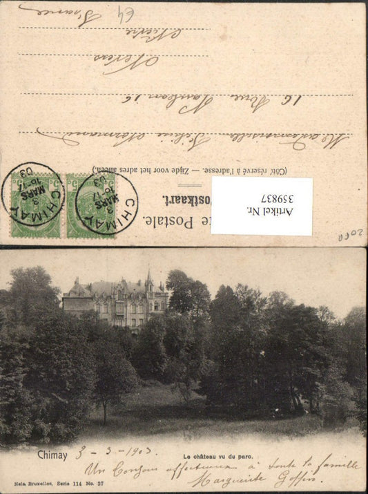 359837,Belgium Chimay Le chateau vu du parc Schloss
