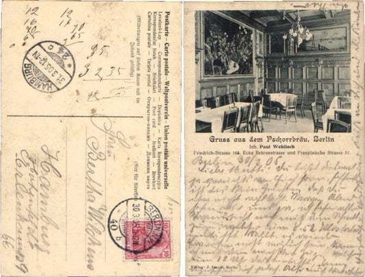 59272,Berlin Gruß aus d. Pschorrbräu Behrenstrasse 1905