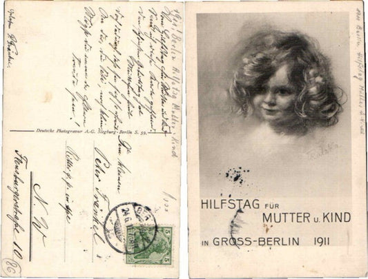 Mädchen Portrait Berlin Hilfstag f. Mutter Kind Ratzka sign. 59434