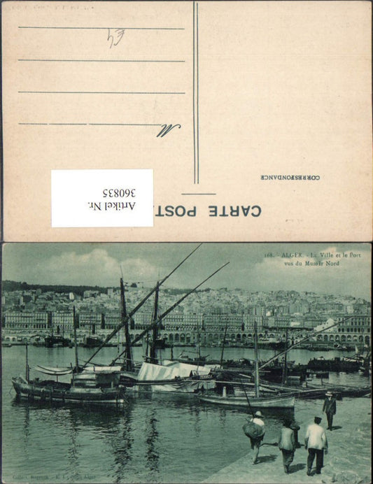 360835,Africa Algeria Alger Algier La Ville et le Port vus du Musoir Nord Teilansicht Boote