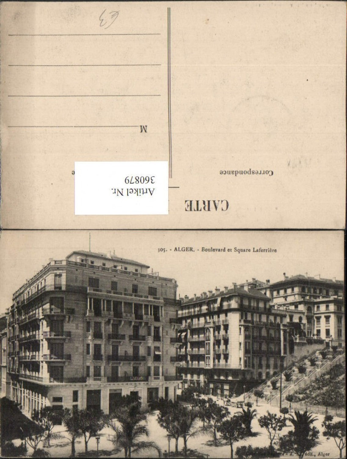 360879,Africa Algeria Alger Algier Boulevard et Square Laferriere