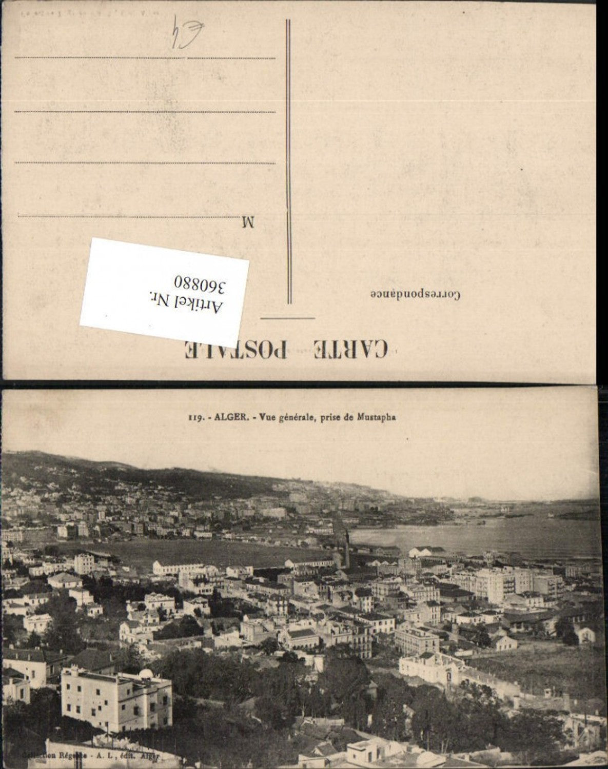 360880,Africa Algeria Alger Algier Vue generale prise de Mustapha Totale