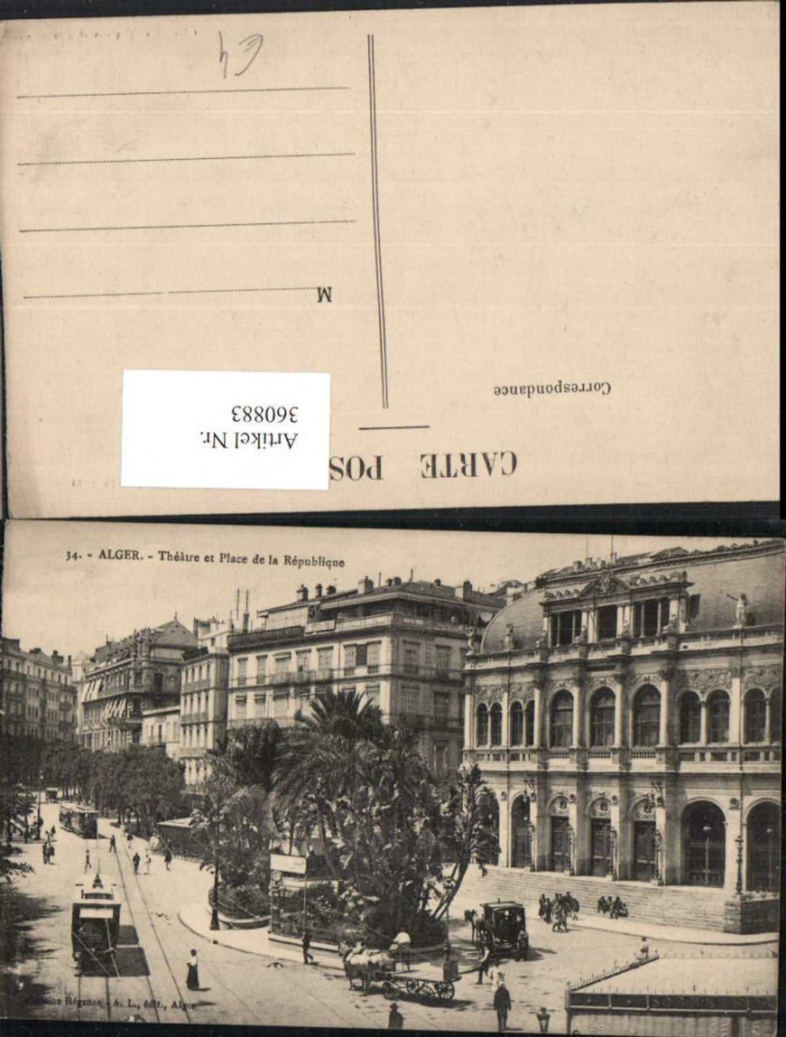 360883,Africa Algeria Alger Algier Theatre et Place de la Republique Theater Straßenbahn
