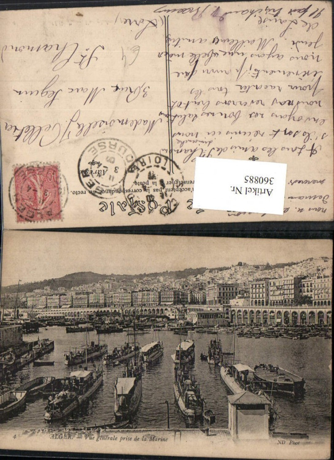 360885,Africa Algeria Alger Algier Vue generale prise de la Marine Teilansicht Hafen Boote