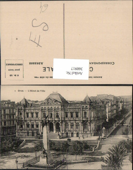 360917,Africa Algeria Oran L'Hotel de Ville Rathaus Obelisk Denkmal