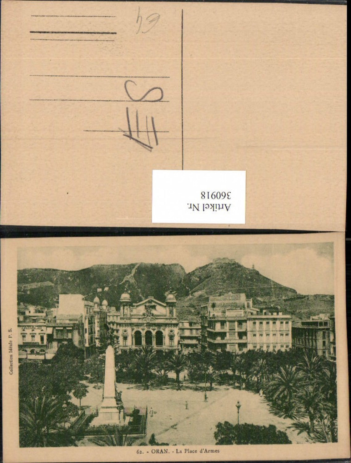 360918,Africa Algeria Oran La Place d'Armes Platz Obelisk Denkmal