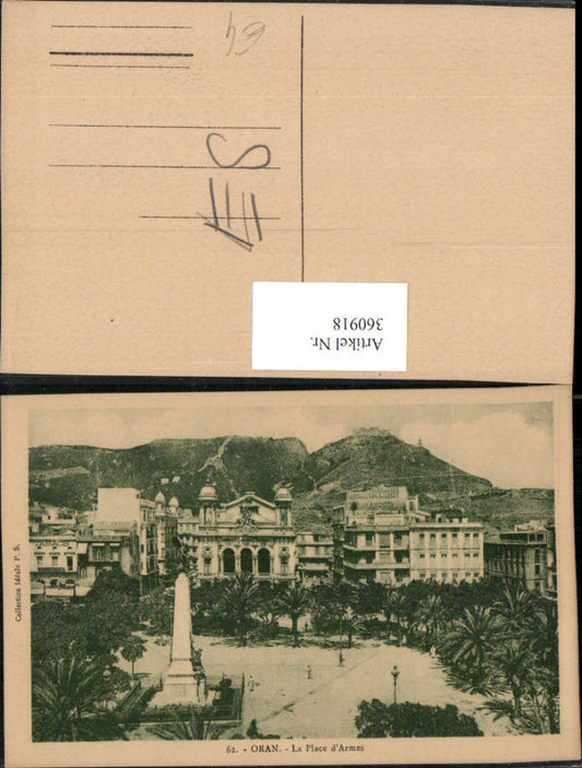 360918,Africa Algeria Oran La Place d'Armes Platz Obelisk Denkmal