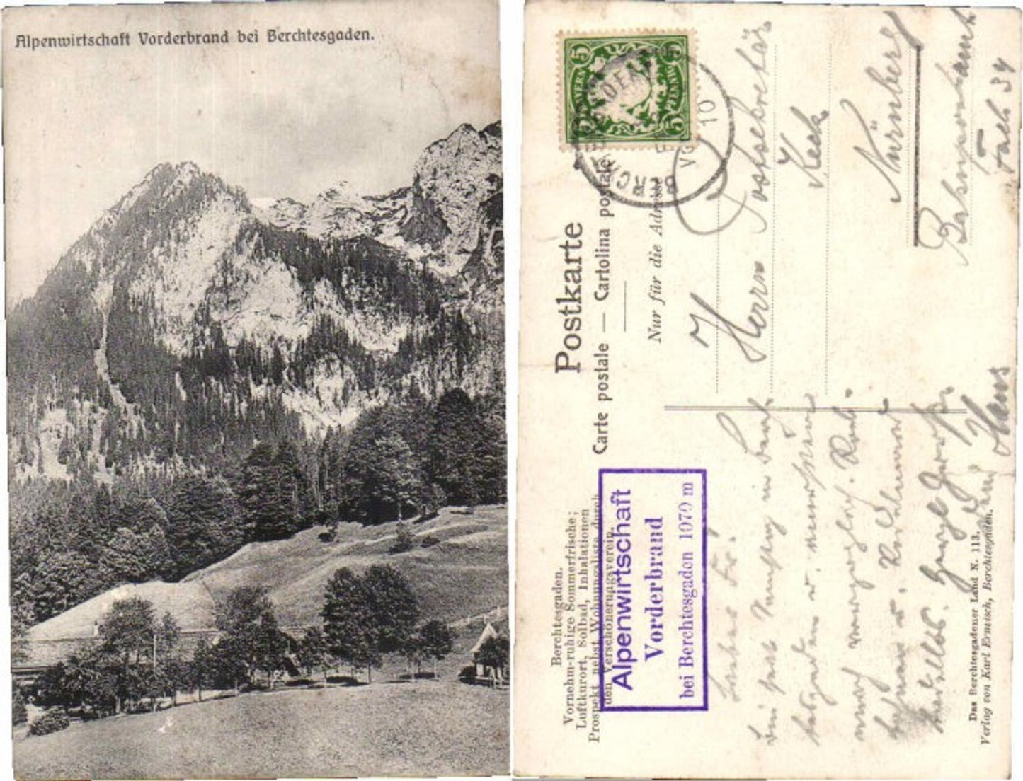 59746,Gasthaus Vorderbrand bei Berchtesgaden 1910