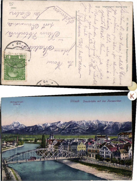 60081,Villach Draubrücke m. Karawanken 1915