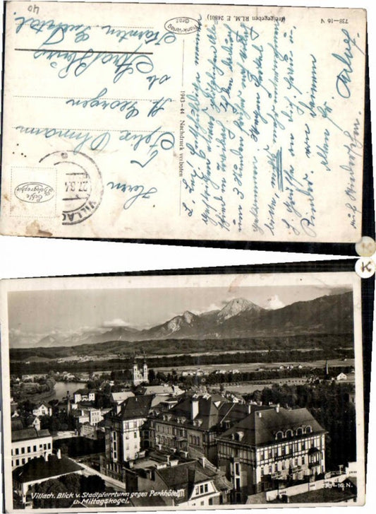 60132,Villach Parkhotel Stadtpfarrturm 1943
